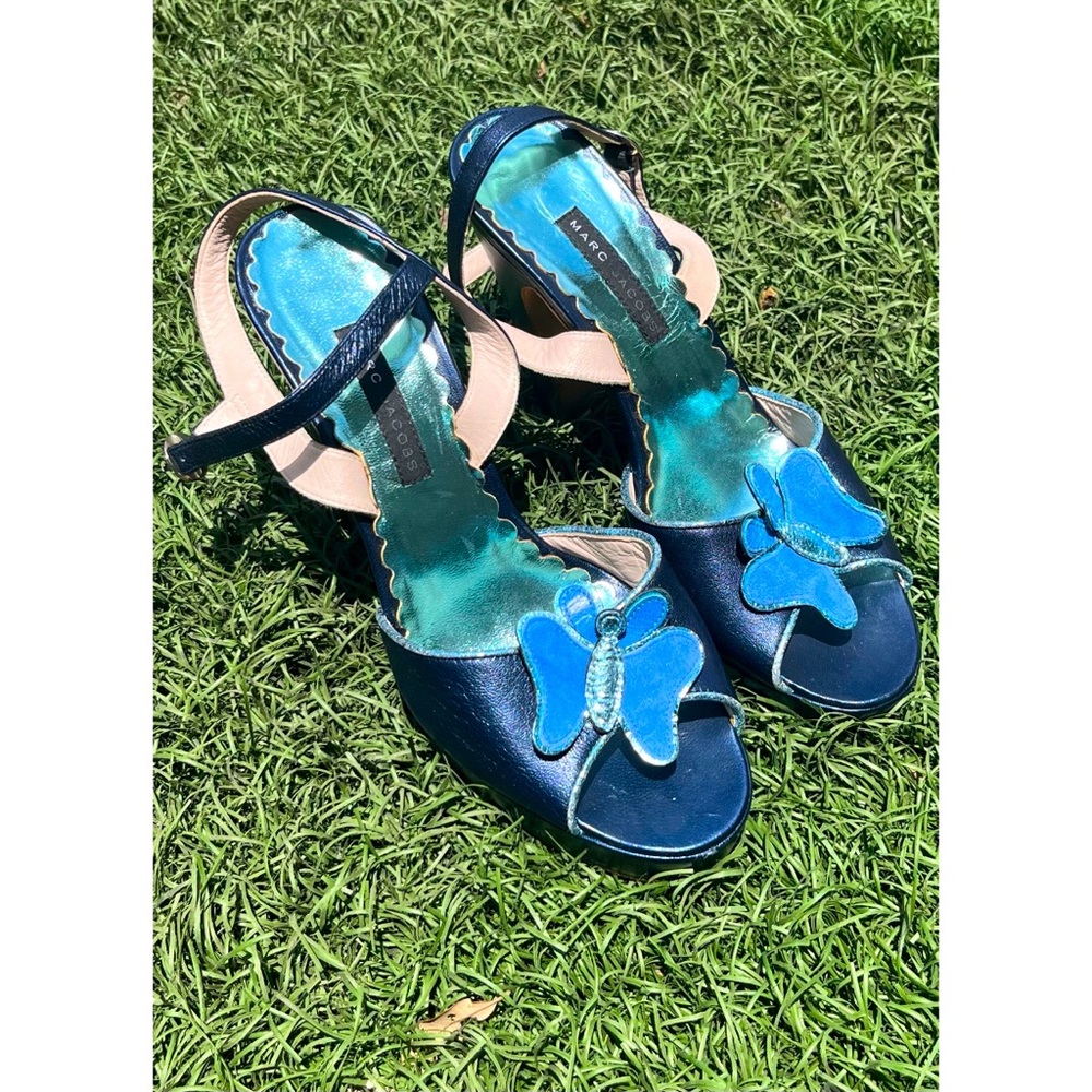 Marc Jacobs Midnight Blue Butterfly High Heels sz7.5
